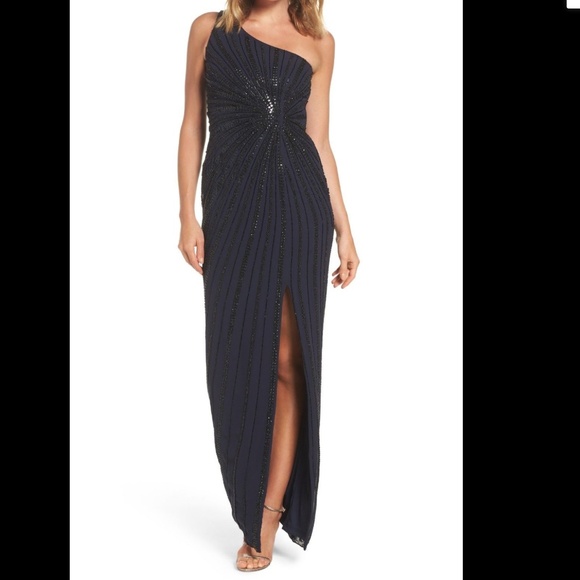 adrianna papell one shoulder gown